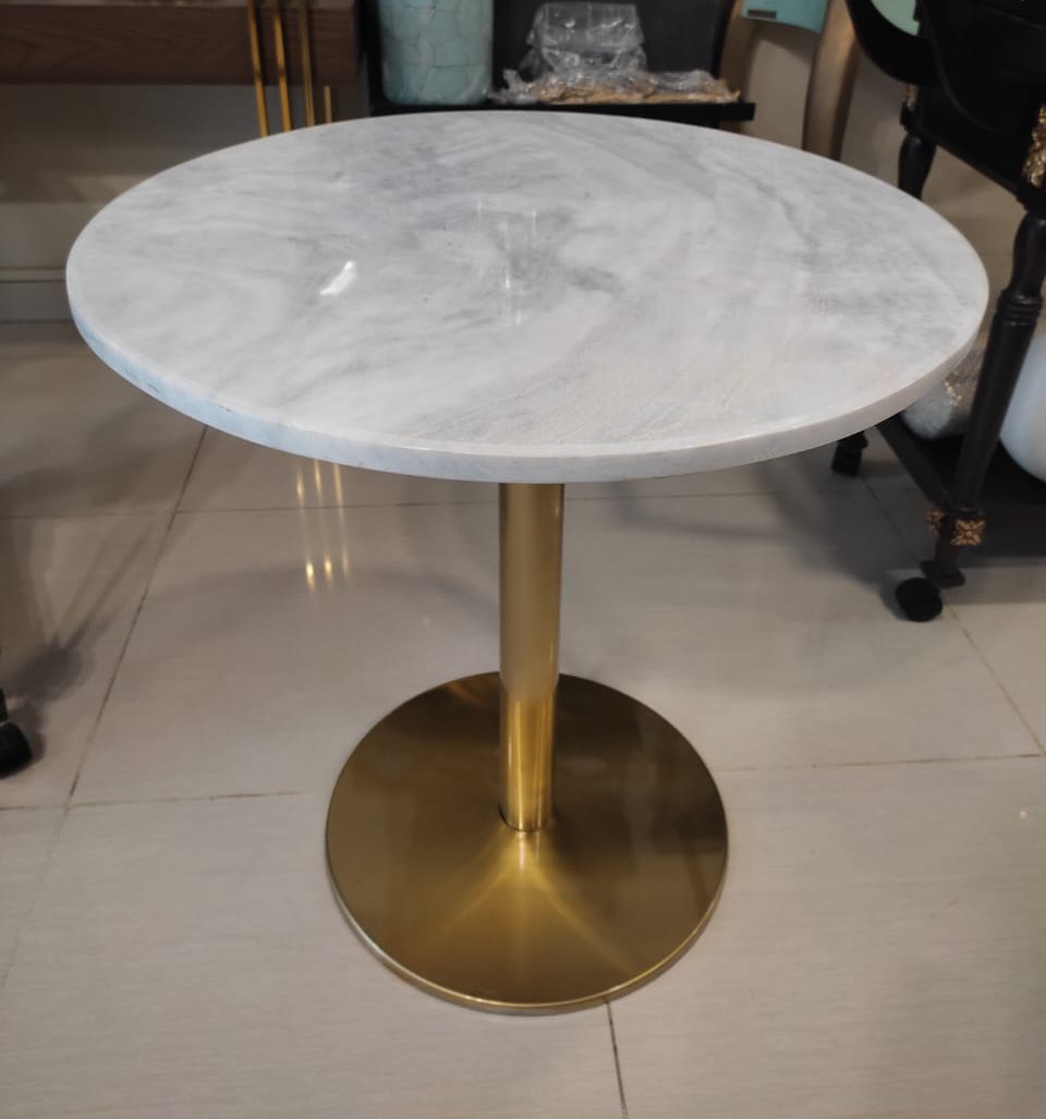 Marble Top Accent Table with Gold Base-SoUnique.PK